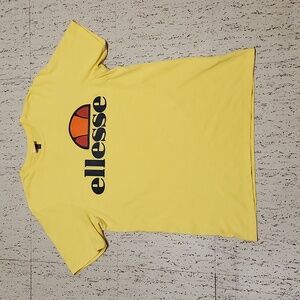 Ellesse Yellow Classic Spellout Logo Crewneck T Shirt